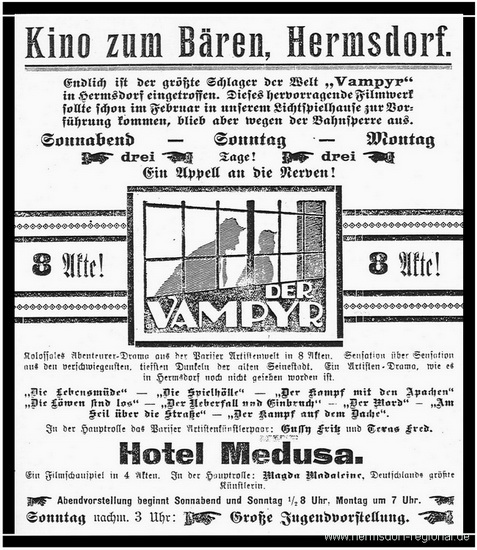 Kino - Anzeige 1920